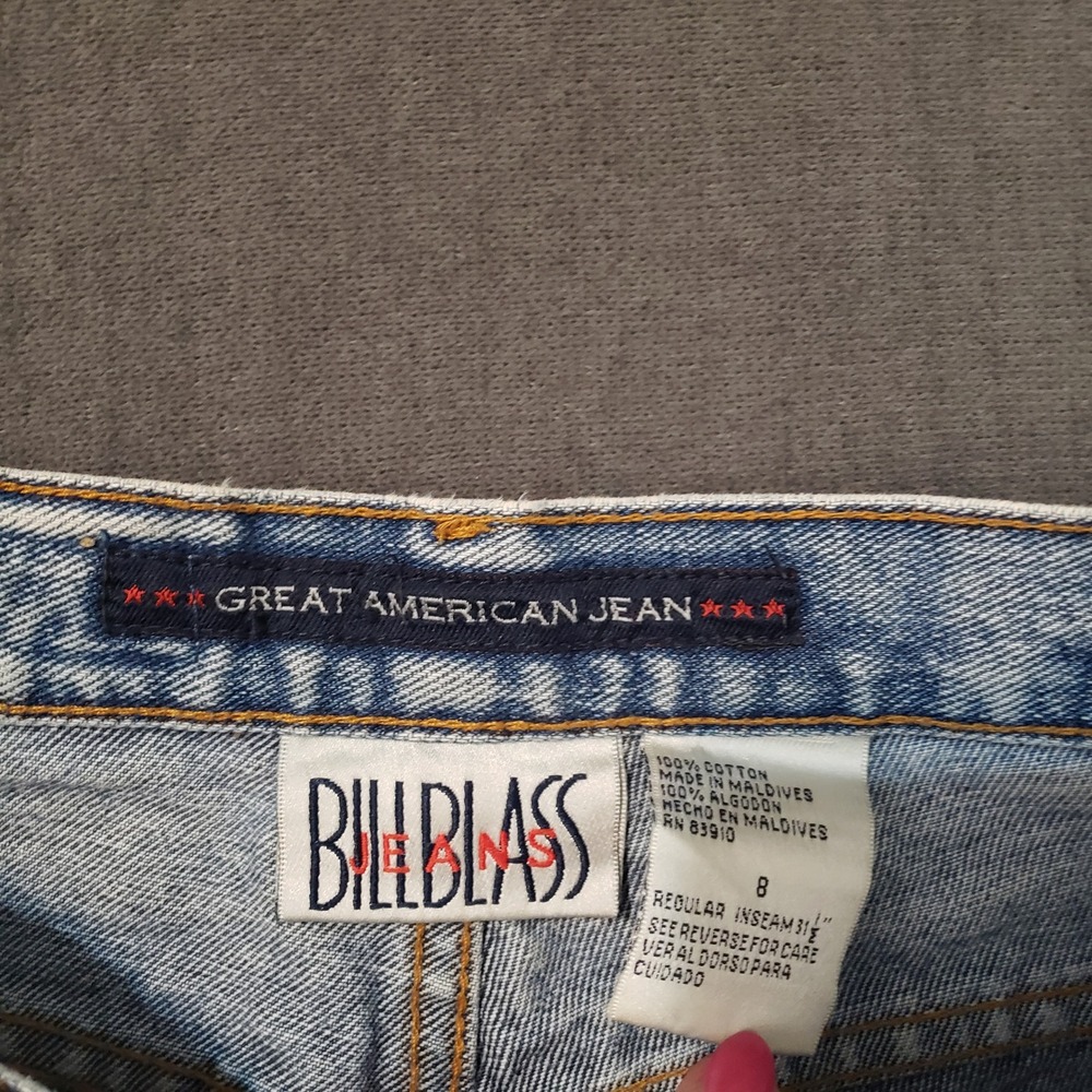 Bill Blass Denim Shorts Womens 8 Blue Great American Jean High Rise Raw Hem - Picture 3 of 8